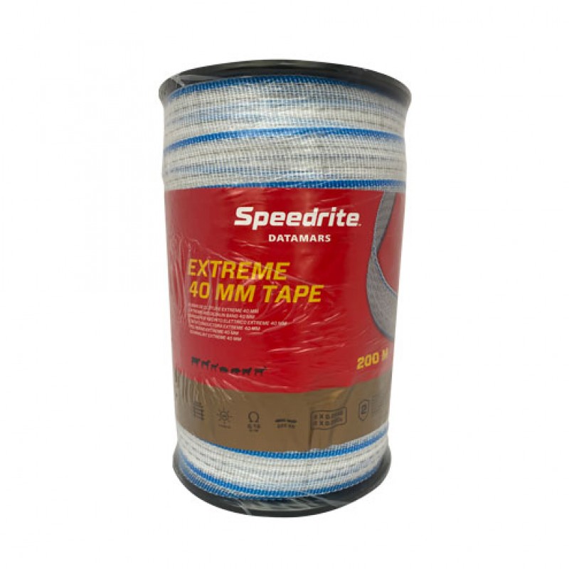 Speedrite Schriklint 'Extreme Tape' 40mmx200 meter wit/blauw