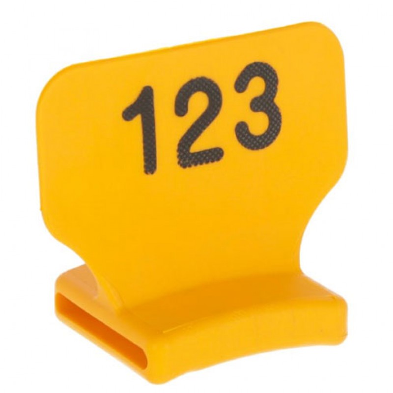 Nummerblok staand voor halsmarkering Geel, 25 stuks