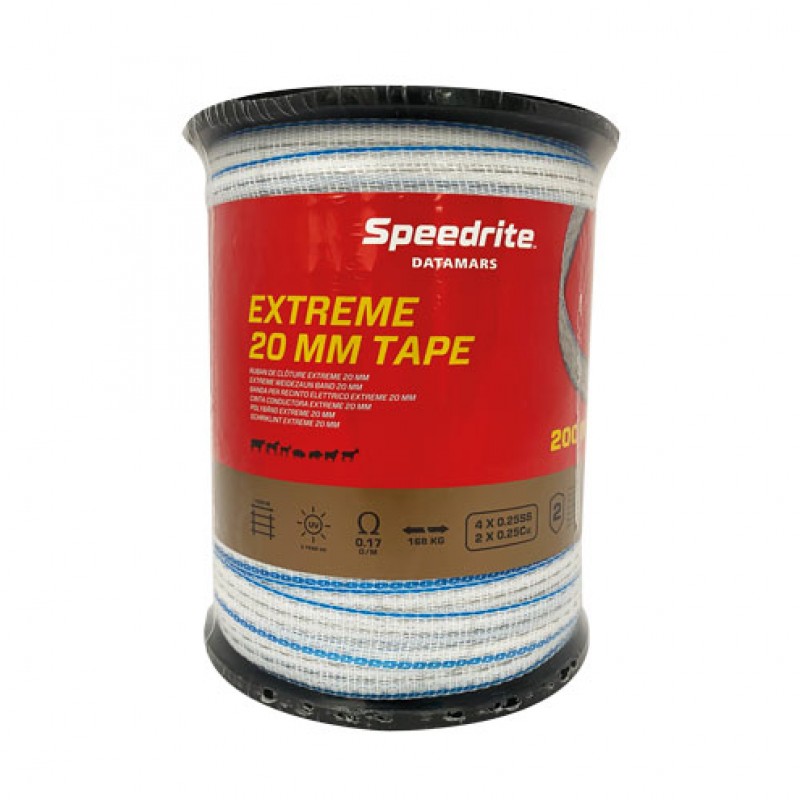 Schriklint 'Extreme Tape' 20mmx200 meter wit/blauw Speedrite
