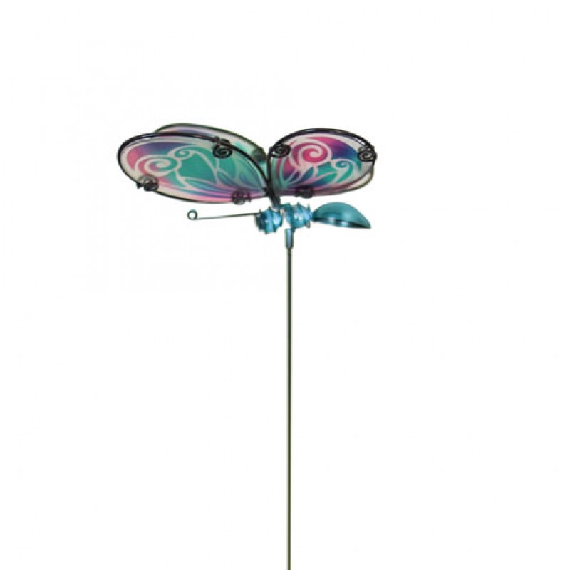 Primus Glass Butterfly Stake - Purple & Green Wings