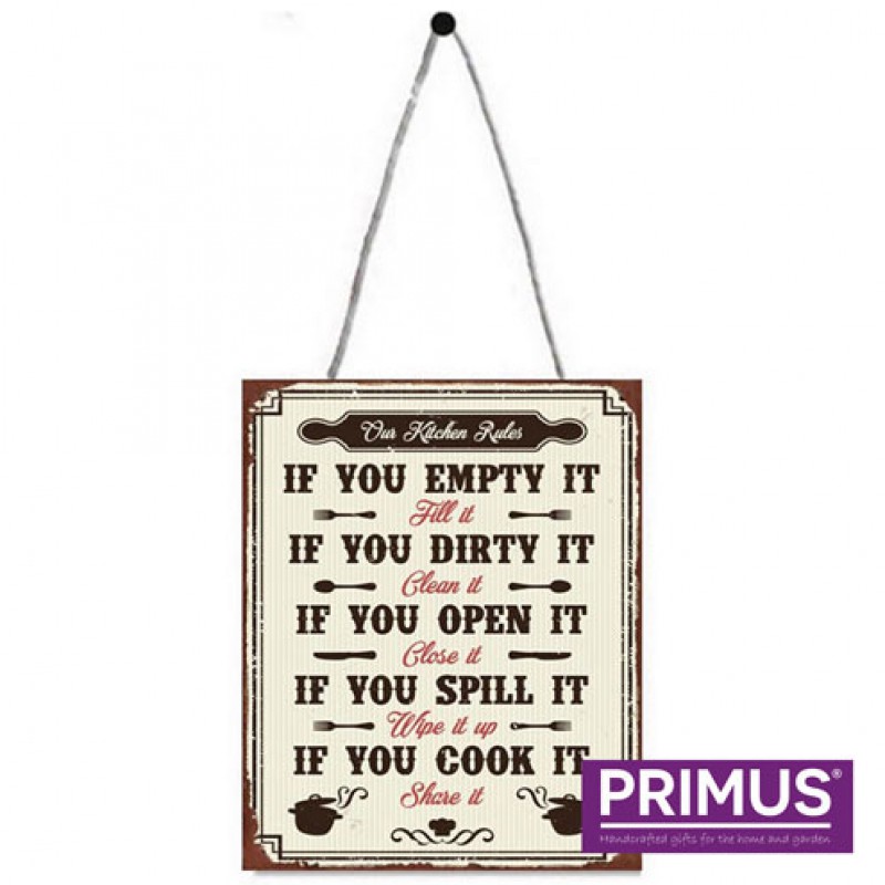 Primus Kitchen Rules Metal Plaque