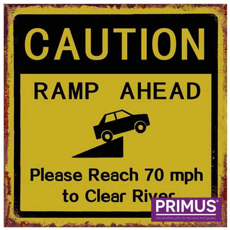 Primus Caution Ramp Ahead Road Sign Metal Plaque