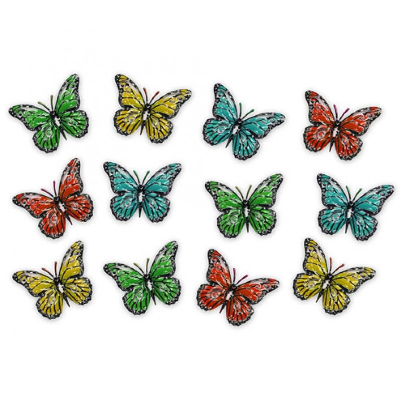 Primus Pack of 12 Multicoloured metal Butterflies