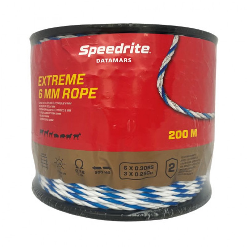 Speedrite Schrikdraadkoord 'Extreme Polirope' 6mmx200m wit/blauw